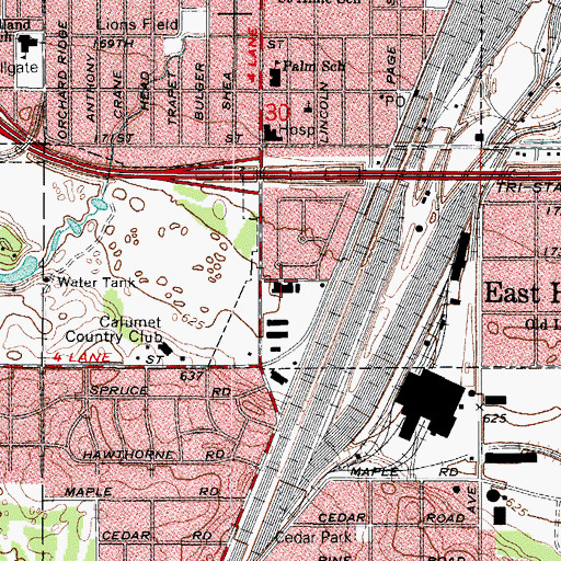 Topographic Map of East Hazel Crest Fire Department Station 2, IL