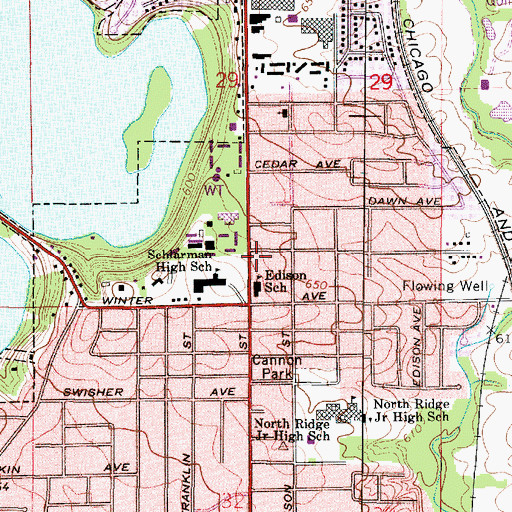 Topographic Map of Danville Fire Department Station 2, IL