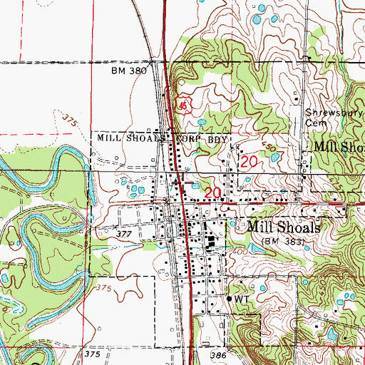 Topographic Map of Fairfield Rural Fire Protection District Substation, IL