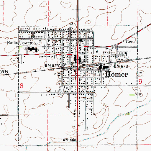 Topographic Map of Homer Fire Protection District Station 2, IL