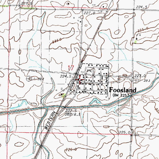 Topographic Map of Sangamon Valley Fire Protection District Station 3, IL