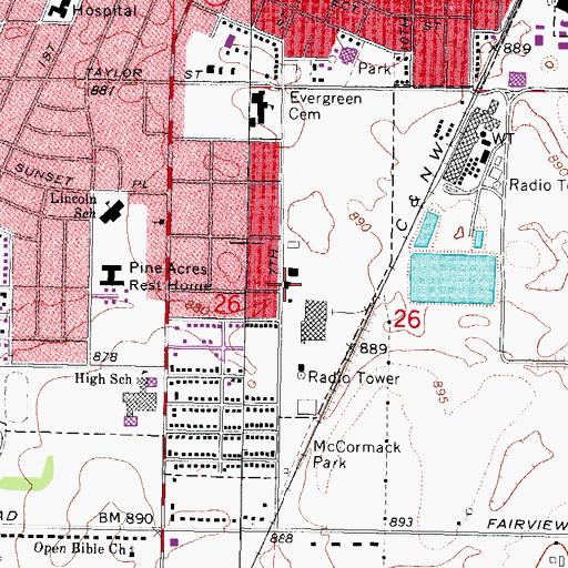 Topographic Map of DeKalb Fire Department Station 2, IL