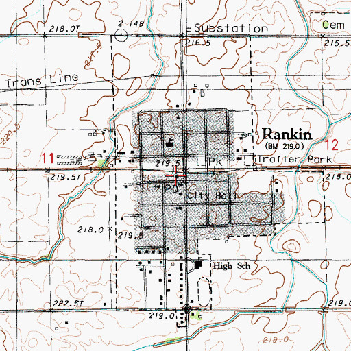 Topographic Map of Rankin Fire Protection District Rankin, IL