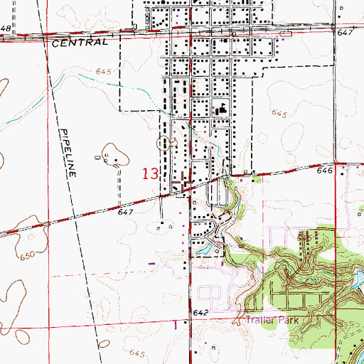 Topographic Map of Oakwood Fire Protection District, IL