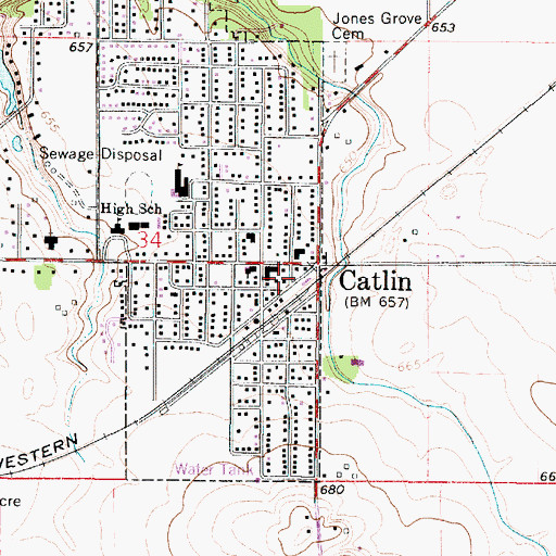 Topographic Map of Catlin Fire Protection District, IL