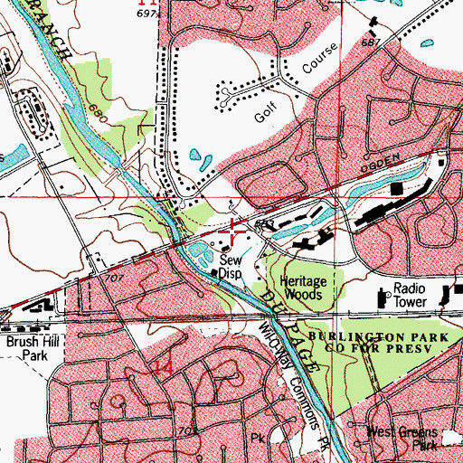 Topographic Map of Naperville Fire Department Station 9, IL