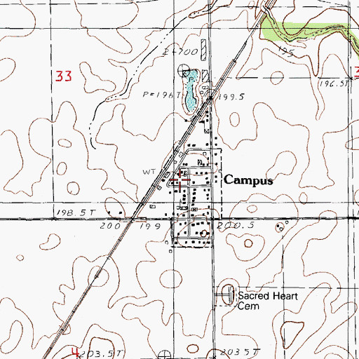 Topographic Map of Emington - Campus Fire Protection District, IL