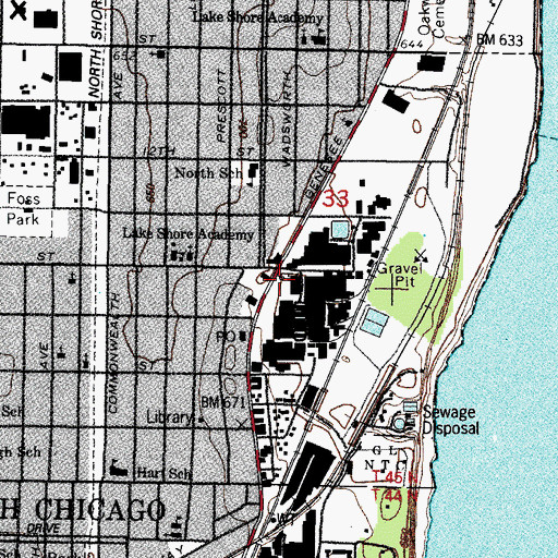 Topographic Map of Abbott Laboratories Fire Department Station 2, IL