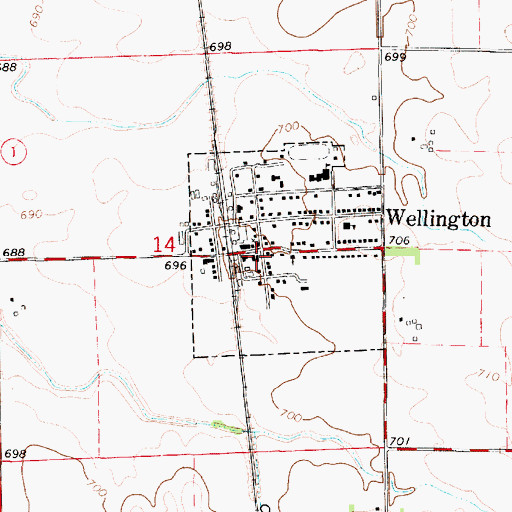 Topographic Map of Wellington - Greer Fire Protection District, IL