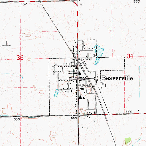 Topographic Map of Beaverville Fire Protection District, IL