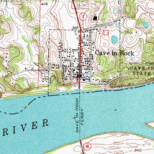 Topographic Map of Cave In Rock Fire Department, IL