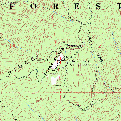 Topographic Map of Three Prong Campground, CA