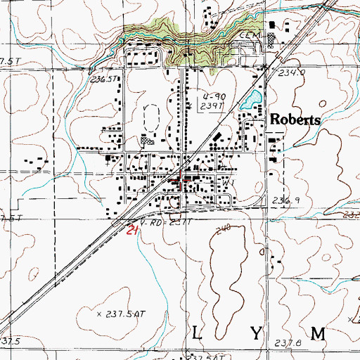 Topographic Map of Melvin Fire Protection District Roberts, IL