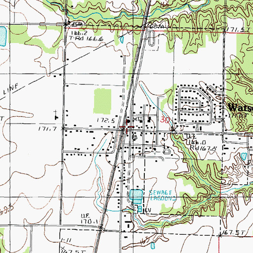Topographic Map of Watson Fire Protection District, IL