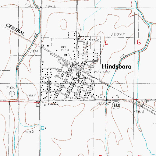 Topographic Map of Hindsboro Community Fire Protection District, IL