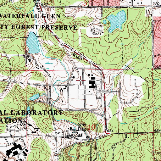 Topographic Map of Argonne Fire Department, IL