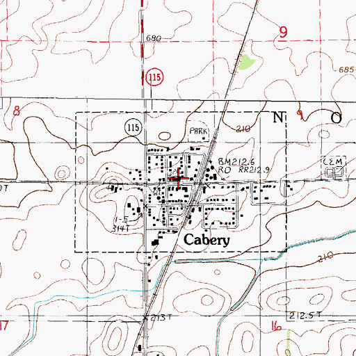 Topographic Map of Cabery Fire Protection District, IL