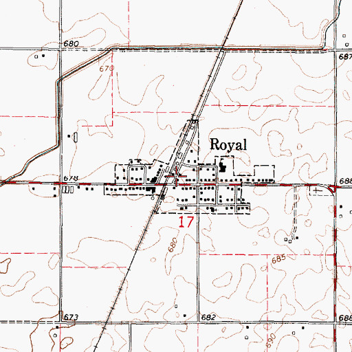 Topographic Map of Ogden - Royal Fire Protection District Station 2, IL