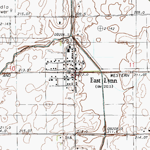 Topographic Map of Rankin Fire Protection District East Lynn, IL