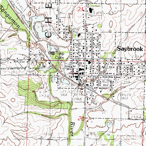 Topographic Map of Saybrook Fire Department, IL