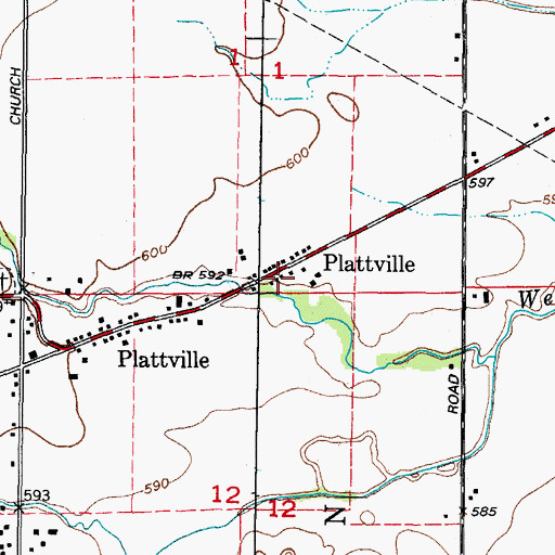 Topographic Map of Lisbon - Seward Fire Protection District Station 2, IL