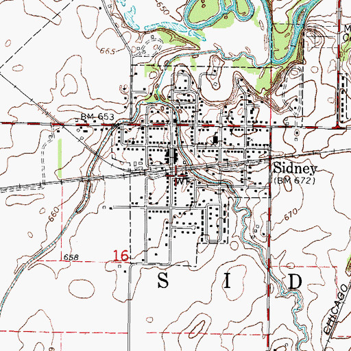 Topographic Map of Sidney Fire Protection District, IL