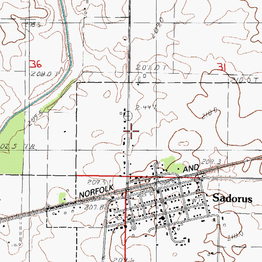 Topographic Map of Sadorus Fire Department, IL
