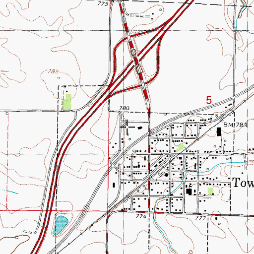 Topographic Map of Towanda Fire Department and Ambulance, IL