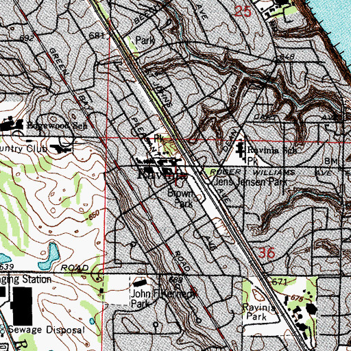 Topographic Map of Highland Park Fire Department - Station 32, IL