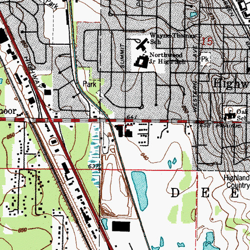 Topographic Map of Highland Park Fire Department Station 34, IL