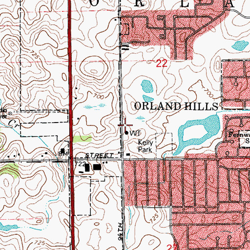 Topographic Map of Orland Fire Protection District Station 4, IL