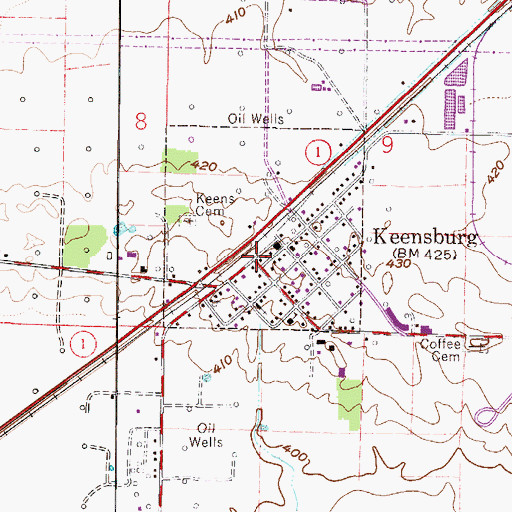 Topographic Map of Keensburg Bealls Woods Volunteer Fire Department, IL