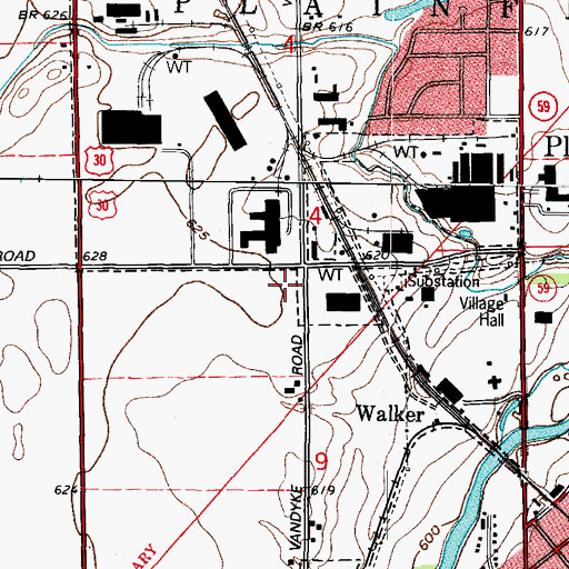 Topographic Map of Plainfield Fire Protection District Station 1, IL