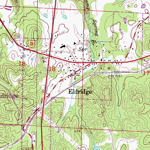 Topographic Map of Eldridge Volunteer Fire Department, AL