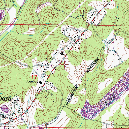 Topographic Map of Dora Volunteer Fire Department, AL