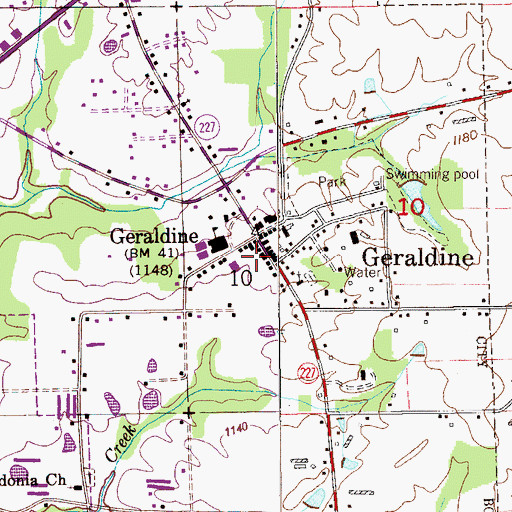 Topographic Map of Geraldine Volunteer Fire Department, AL