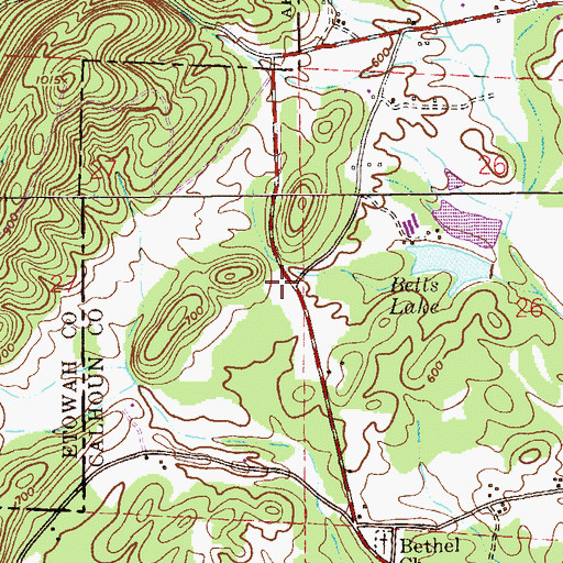 Topographic Map of Big Oak Community Volunteer Fire Department, AL