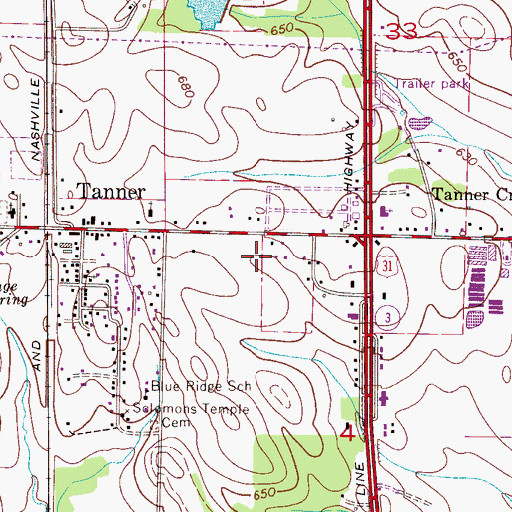 Topographic Map of Tanner Volunteer Fire Department Station 1, AL