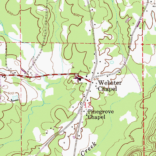 Topographic Map of Websters Chapel Volunteer Fire Department, AL
