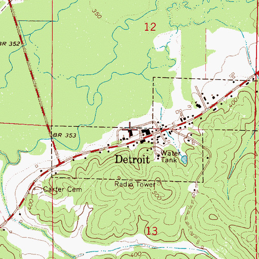Topographic Map of Detroit Fire and Rescue, AL