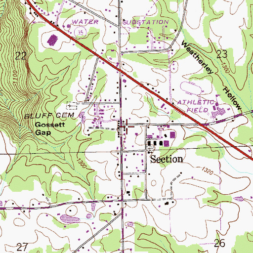 Topographic Map of Section Volunteer Fire Department, AL