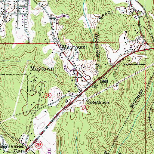 Topographic Map of Maytown Volunteer Fire Department, AL