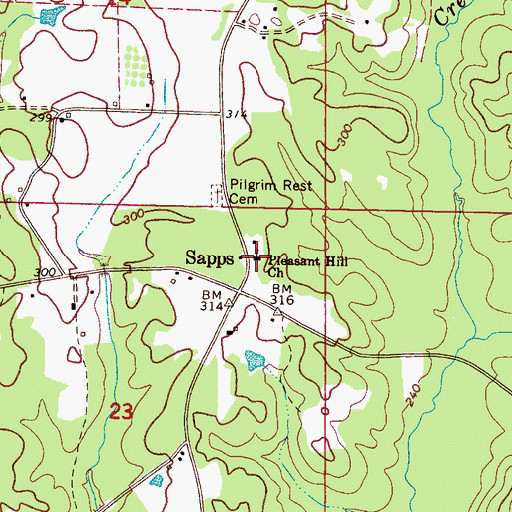 Topographic Map of Sapps - Union Chapel Volunteer Fire Department, AL