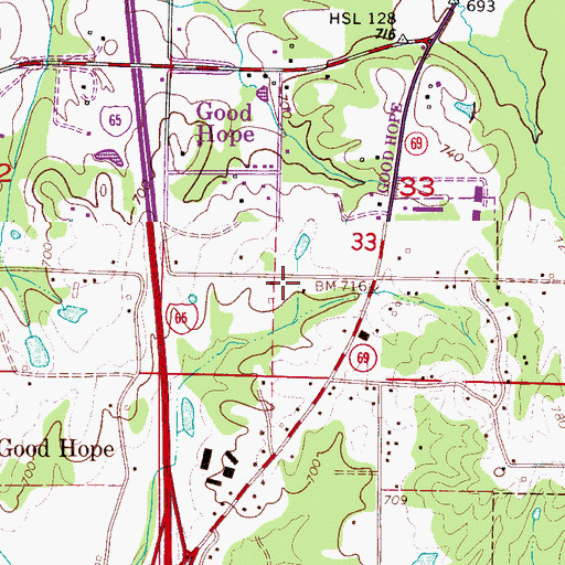 Topographic Map of Good Hope Fire and Rescue Station 1, AL