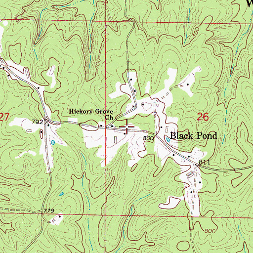 Topographic Map of Black Pond Fire Department, AL