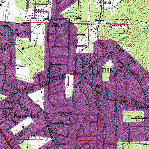 Topographic Map of Forestdale Fire District Station 2, AL
