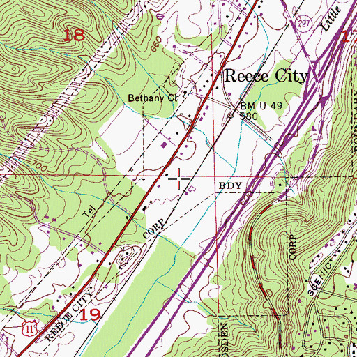 Topographic Map of Reece City Volunteer Fire Department, AL