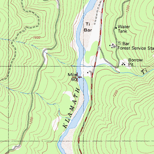 Topographic Map of Ti Bar School, CA