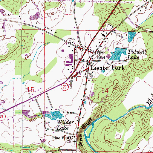 Topographic Map of Locust Fork Volunteer Fire Department, AL