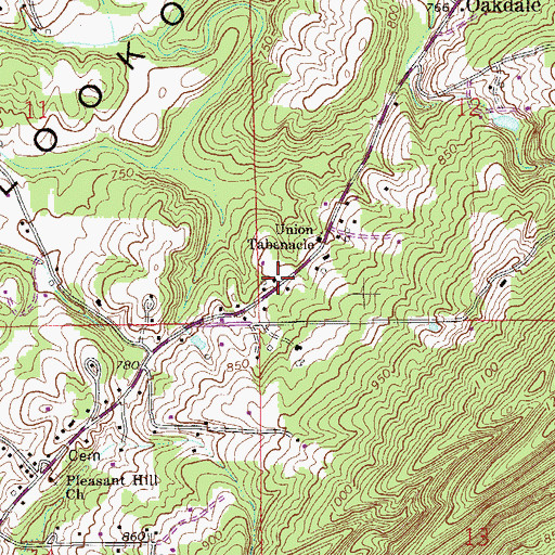 Topographic Map of Lookout Mountain Volunteer Fire Department, AL